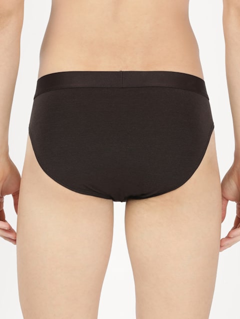 Men's Tencel Micro Modal Cotton Elastane Stretch Solid Brief with Ultrasoft Waistband - Brown