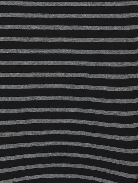 Men's Super Combed Cotton Rich Striped Round Neck Half Sleeve T-Shirt - Black & Charcoal Melange
