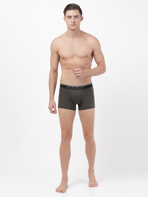 Men's Super Combed Cotton Rib Solid Trunk with Ultrasoft Waistband - Deep Olive