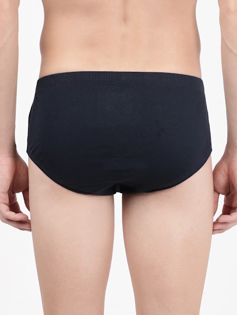 Men's Super Combed Cotton Solid Poco Brief with Ultrasoft Concealed Waistband - Deep Navy(Pack of 3)