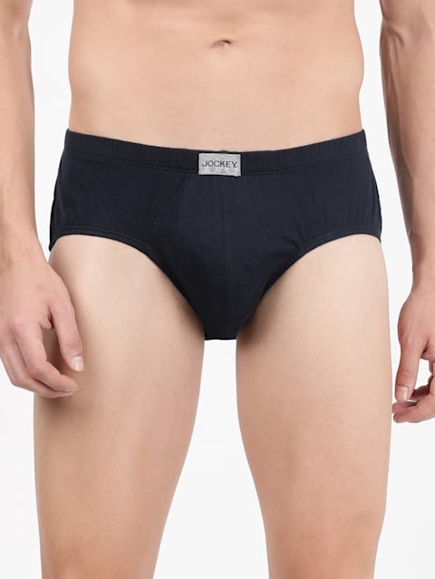 Men's Super Combed Cotton Solid Poco Brief with Ultrasoft Concealed Waistband - Deep Navy(Pack of 3)