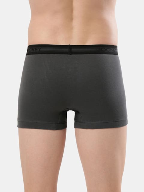 Men's Super Combed Cotton Rib Solid Trunk with Stay Fresh Properties - Asphalt