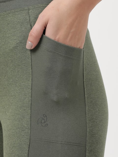 Women's Super Combed Cotton Elastane Stretch Slim Fit Joggers With Side Pockets - Beetle Melange