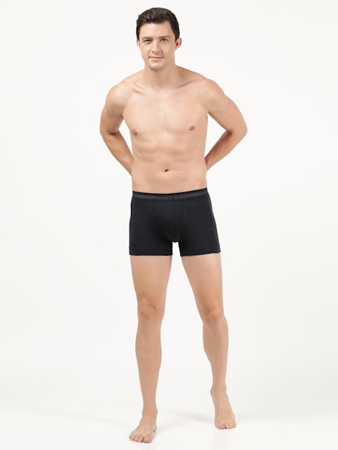 Men's Super Combed Cotton Rib Solid Trunk with Stay Fresh Properties - Deep Navy