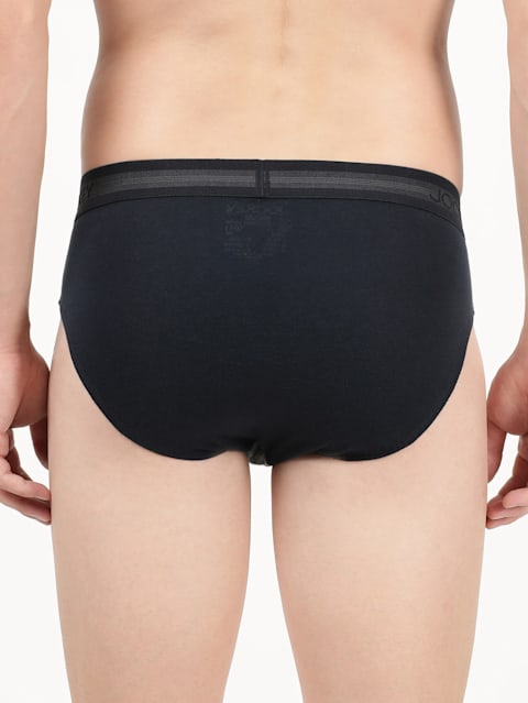 Men's Super Combed Cotton Solid Brief with Stay Fresh Properties - Deep Navy & Charcoal Melange(Pack of 2)