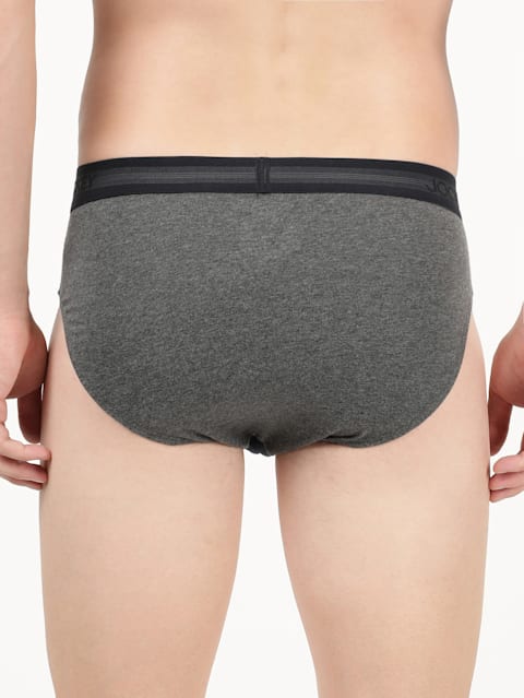 Men's Super Combed Cotton Solid Brief with Stay Fresh Properties - Charcoal Melange & Deep Navy