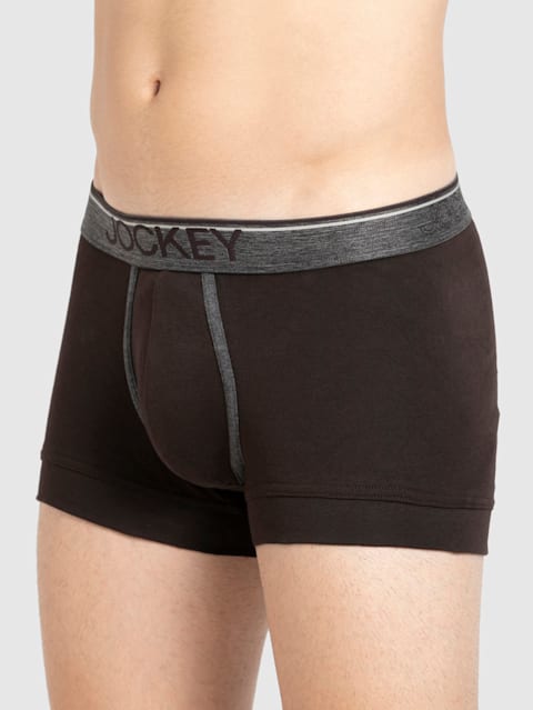Men's Super Combed Cotton Rib Solid Trunk with Ultrasoft Waistband - Brown(Pack of 2)