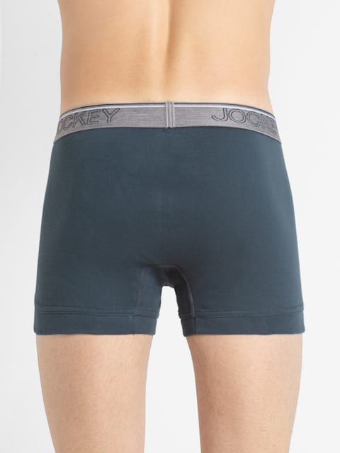 Men's Super Combed Cotton Rib Solid Trunk with Ultrasoft Waistband - Deep Slate(Pack of 2)