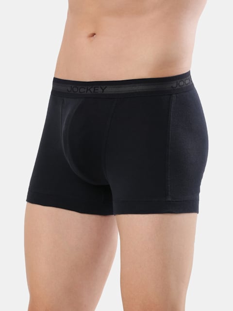 Men's Super Combed Cotton Rib Solid Trunk with Stay Fresh Properties - Deep Navy(Pack of 2)
