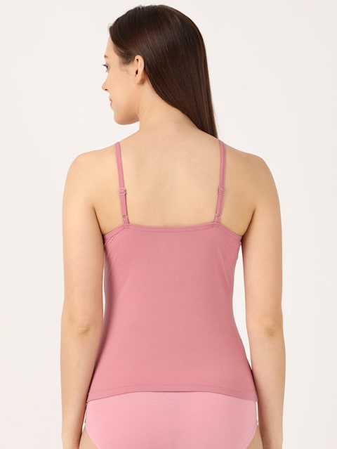 Women's Super Combed Cotton Elastane Stretch Camisole with Adjustable Straps - Heather Rose