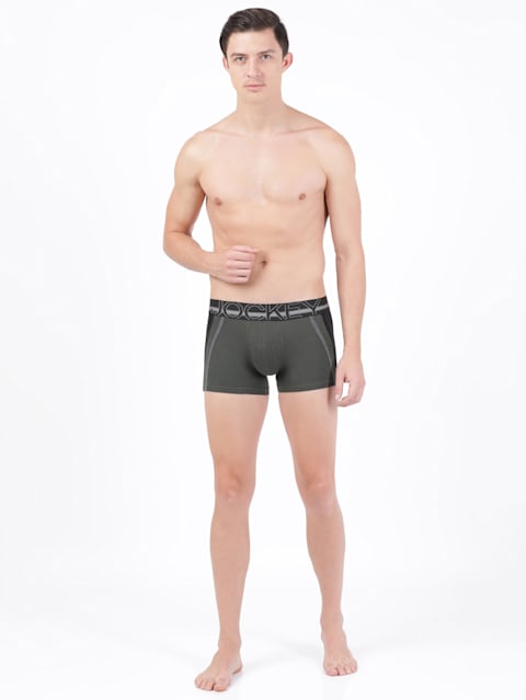 Men's Super Combed Cotton Elastane Stretch Solid Trunk with Ultrasoft Waistband - Deep Olive