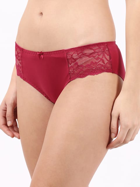 Women's Full Coverage Soft Touch Microfiber Nylon Elastane Stretch Lace Styled Hipster With StayFresh Treatment - Anemone