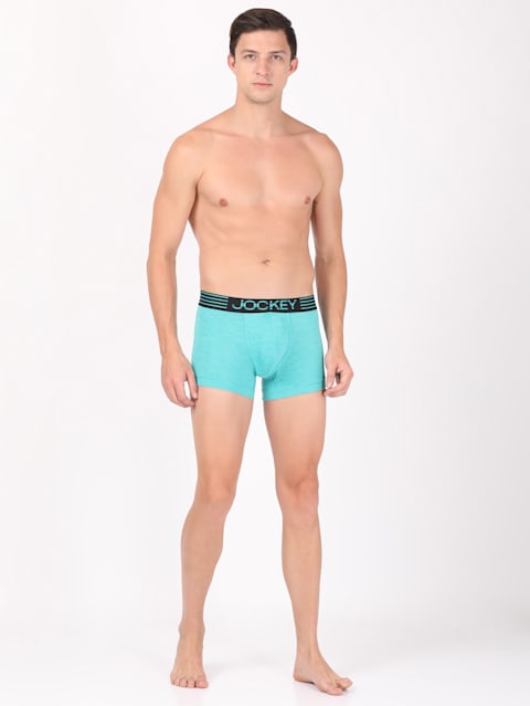 Men's Microfiber Mesh Elastane Stretch Sport Trunk with Stay Dry Technology - Caribbean Turquoise