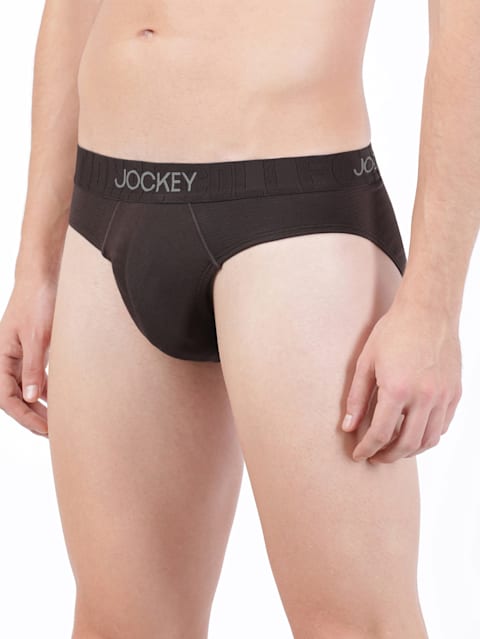 Men's Supima Cotton Elastane Stretch Solid Brief with Ultrasoft Waistband - Brown