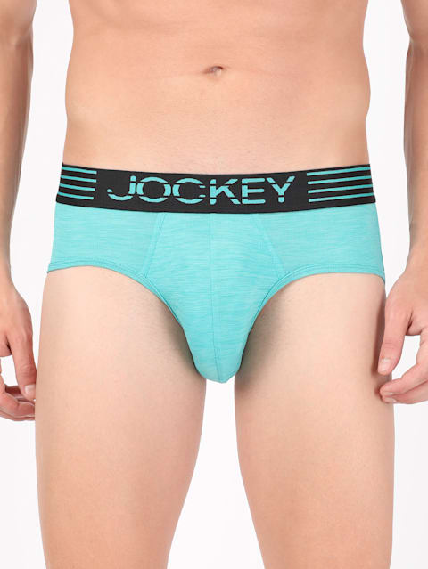 Men's Microfiber Mesh Elastane Stretch Sports Brief with Stay Dry Technology - Caribbean Turquoise
