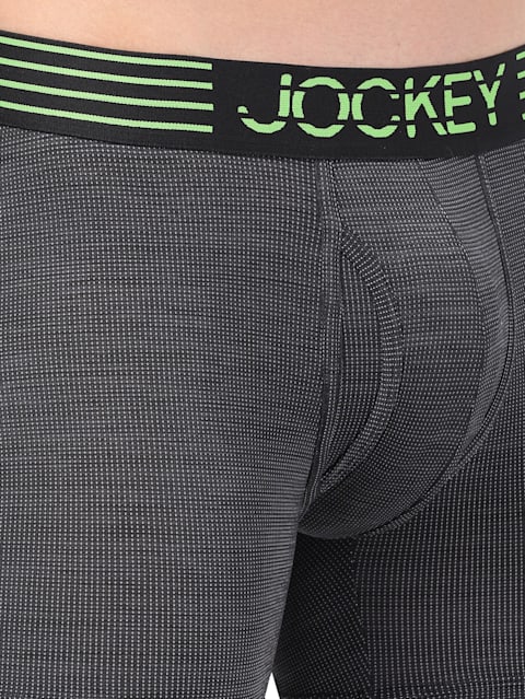 Men's Microfiber Mesh Elastane Stretch Sports Boxer Brief with Stay Dry Technology - Black