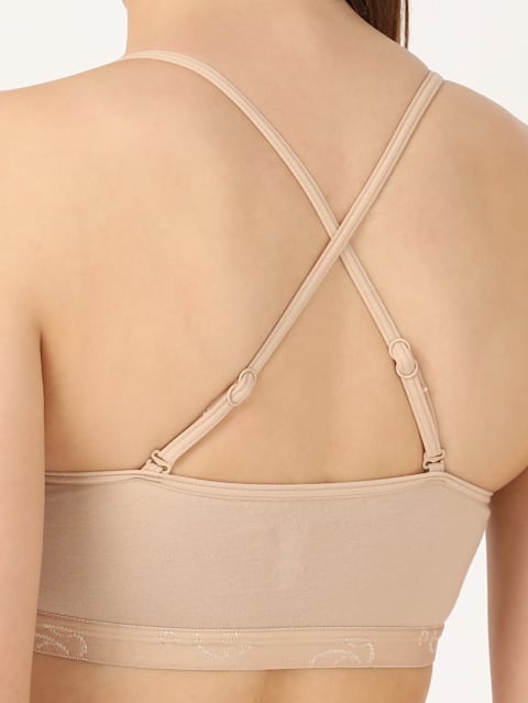 Women's Super Combed Cotton Elastane Stretch Multiway Styled Crop Top With Adjustable Straps and Stay Fresh Treatment - Light Skin