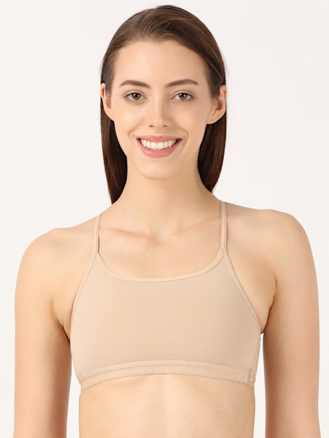 Women's Super Combed Cotton Elastane Stretch Multiway Styled Crop Top With Adjustable Straps and Stay Fresh Treatment - Light Skin