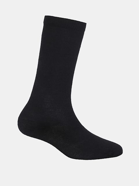 Unisex Kid's Compact Cotton Stretch Solid Knee Length Socks With Stay Fresh Treatment - Black