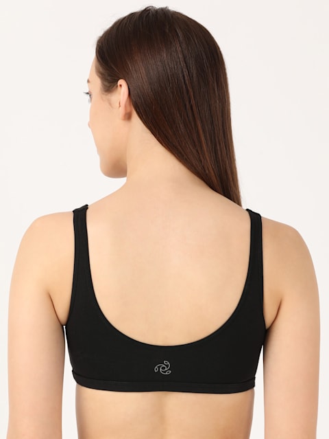 Women's Super Combed Cotton Elastane Stretch Slip On Crop Top With Stay Fresh Treatment - Black