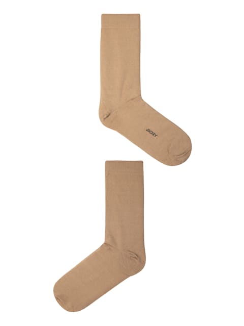 Men's Mercerized Cotton Stretch Crew Length Socks with Stay Fresh Treatment - Beige
