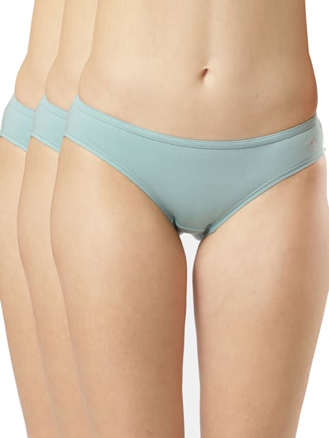 Women's Medium Coverage Super Combed Cotton Elastane Stretch Mid Waist Bikini With Concealed Waistband and StayFresh Treatment - Assorted(Pack of 3)