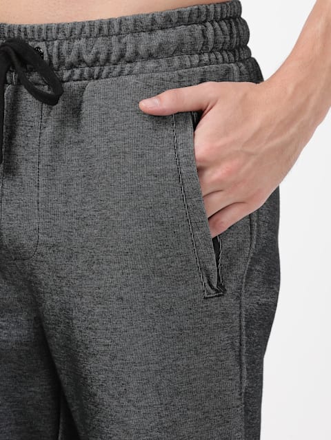 Men's Super Combed Cotton Rich Slim Fit Joggers with Zipper Pockets - Black