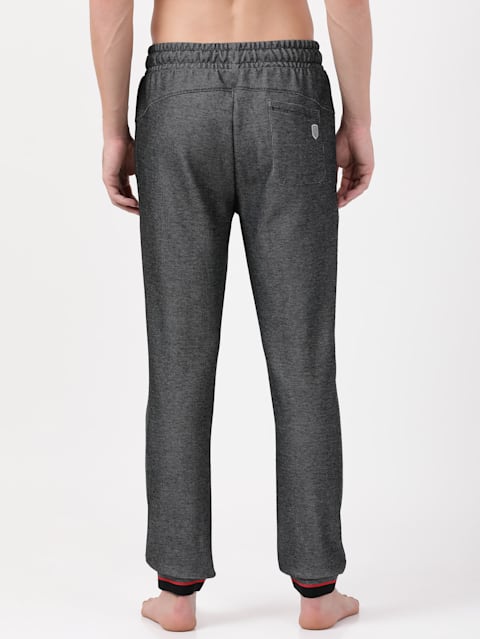 Men's Super Combed Cotton Rich Slim Fit Joggers with Zipper Pockets - Black