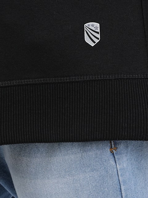 Men's Super Combed Cotton Rich Fleece Fabric Sweatshirt with Stay Warm Treatment - Black
