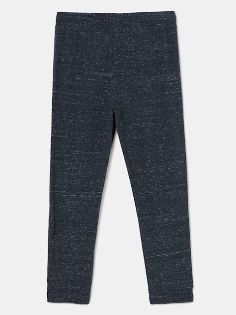Boy's Super Combed Cotton Rich Solid Joggers with Side Pockets and Ribbed Cuff Hem - Blue Snow Melange