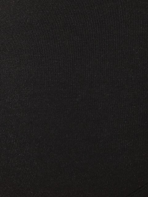 Women's Wirefree Padded Super Combed Cotton Elastane Stretch Full Coverage Slip-On Beginners Bra - Black