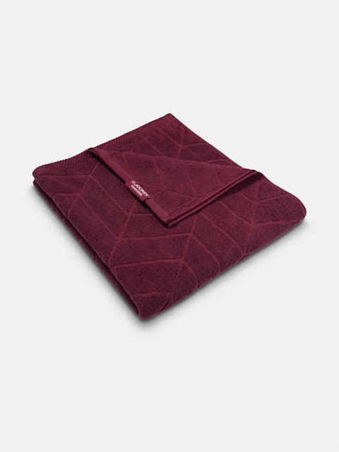 Cotton Terry Ultrasoft and Durable Patterned Bath Towel - Burgundy