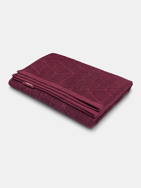 Cotton Terry Ultrasoft and Durable Patterned Bath Towel - Burgundy