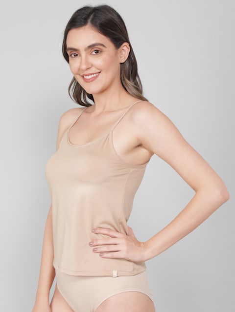 Women's Polyester Elastane Stretch Camisole with Stay Fresh Properties and Smooth Adjustable Straps - Skin