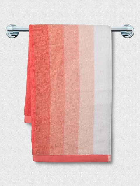 Cotton Terry Ultrasoft and Durable Striped Hand Towel - Coral(Pack of 2)