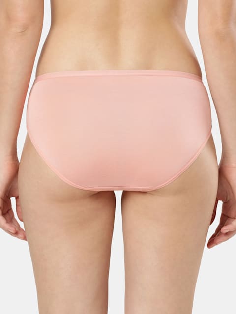 Women's High Coverage Micro Modal Elastane Stretch Mid Waist Hipster With Ultrasoft Exposed Waistband - Candlelight Peach