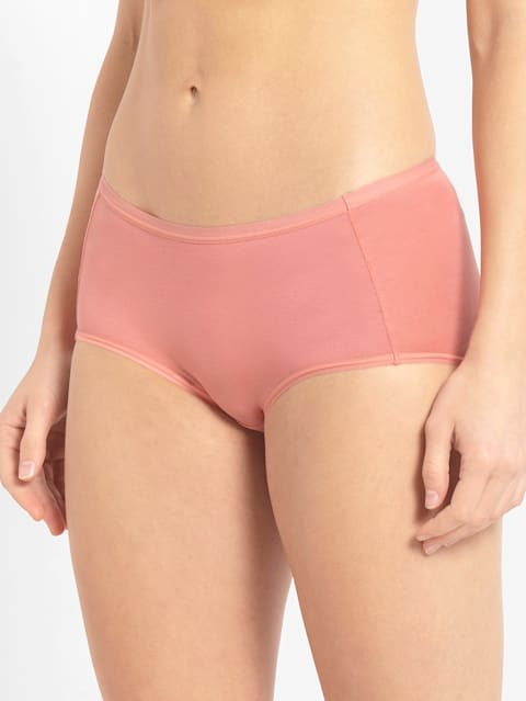 Women's Full Coverage Micro Modal Elastane Stretch High Waist Full Brief With Exposed Waistband and StayFresh Treatment - Candlelight Peach