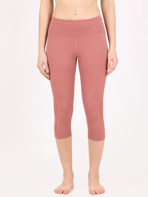 Women's Microfiber Elastane Stretch Slim Fit Capri with Back Waistband Pocket and Stay Dry Technology - Withered Rose