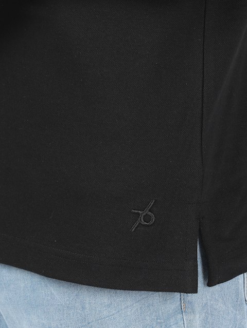 Men's Super Combed Cotton Rich Pique Fabric Solid Half Sleeve Polo T-Shirt - Black