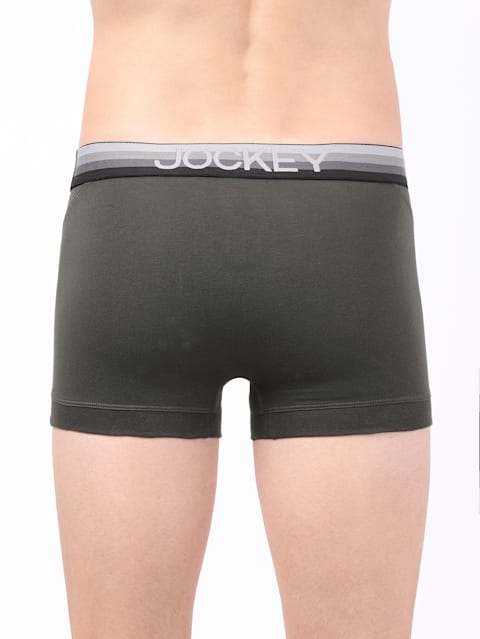 Men's Super Combed Cotton Elastane Stretch Solid Trunk with Ultrasoft Waistband - Deep Olive