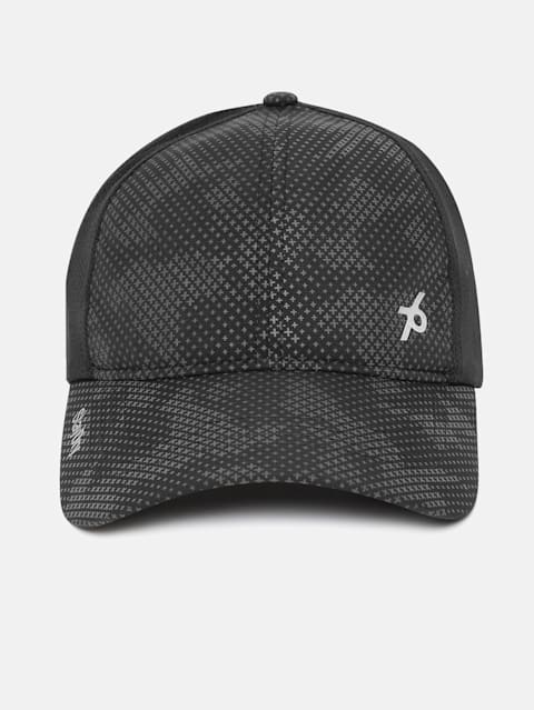 Polyester Printed Cap with Adjustable Back Closure and Stay Dry Technology - Black
