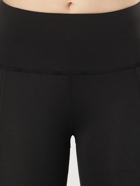 Women's Tactel Microfiber Elastane Stretch Slim Fit Capri with Side Pockets and Stay Dry Technology - Black