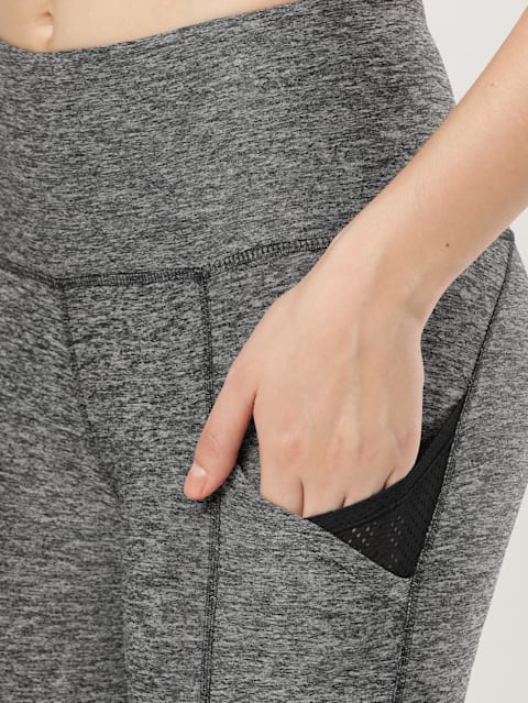 Women's Tactel Microfiber Elastane Stretch Slim Fit Capri with Side Pockets and Stay Dry Technology - Black Melange