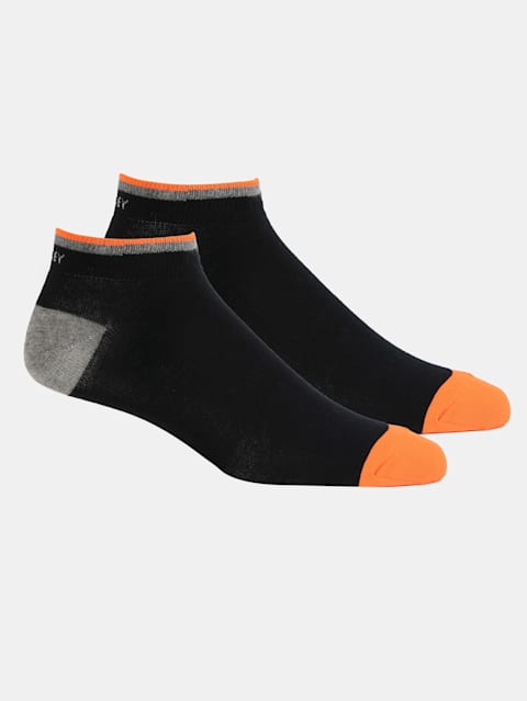 Men's Compact Cotton Stretch Low Show Socks With Stay Fresh Treatment - Black(Pack of 2)