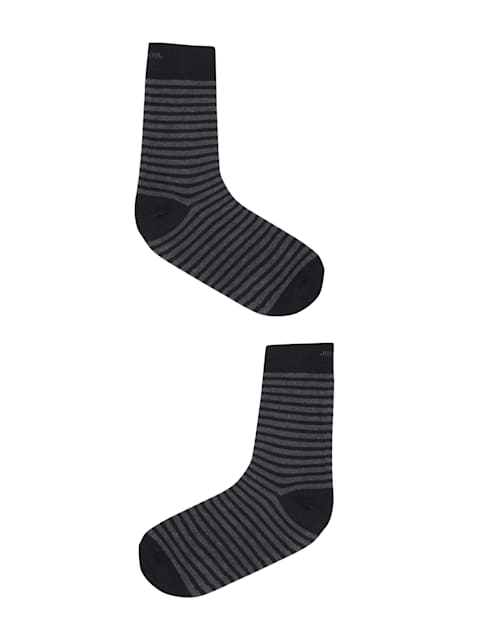 Men's Compact Cotton Stretch Crew Length Socks With Stay Fresh Treatment - Black