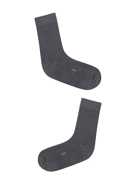 Men's Mercerized Cotton Stretch Crew Length Socks with Stay Fresh Treatment - Coal Grey