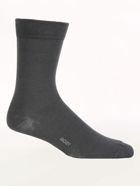 Men's Mercerized Cotton Stretch Crew Length Socks with Stay Fresh Treatment - Coal Grey