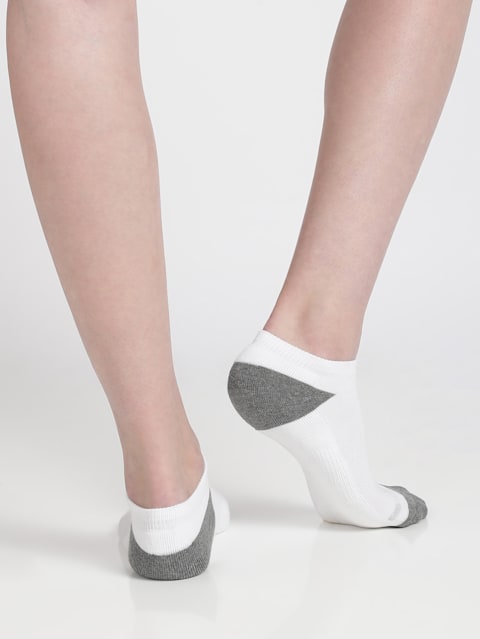 Women's Cotton Nylon Blend Solid Low Show Socks with Stay Fresh Treatment - Black & White(Pack of 2)