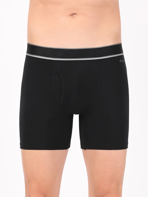 Men's Tencel Micro Modal Elastane Stretch Solid Boxer Brief with Natural Stay Fresh Properties - Black