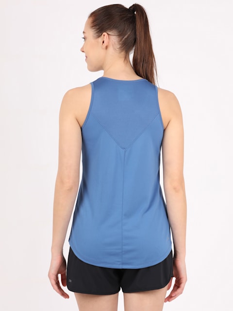 Women's Microfiber Fabric Graphic Printed Tank Top With Breathable Mesh and Stay Dry Treatment - Bright Cobalt